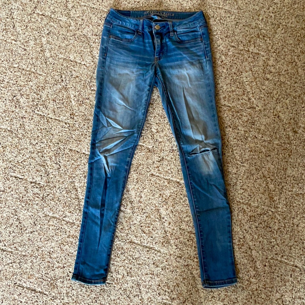 AEO Super Stretch Skinny Jeggings Jeans Sz 4 long